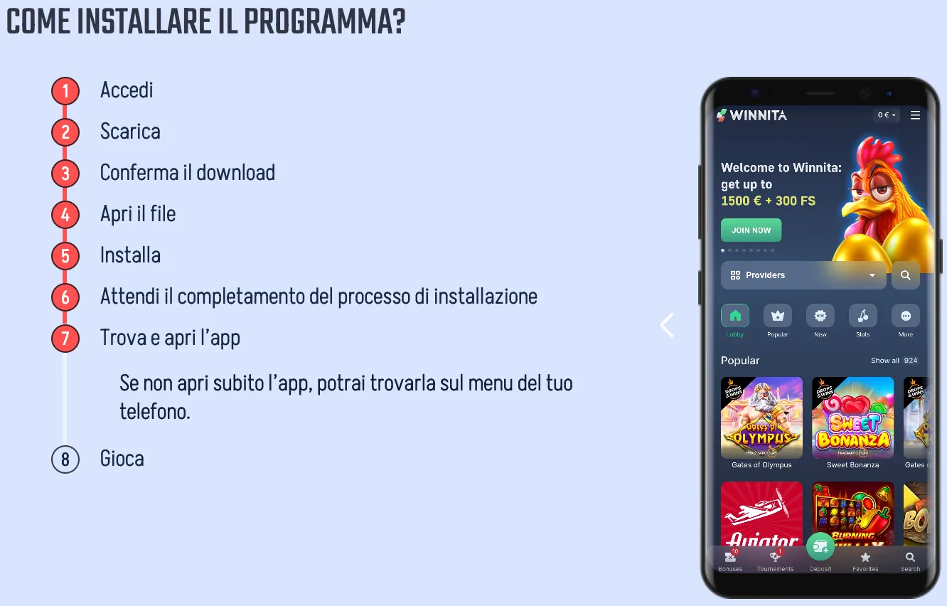 Applicazione mobile Winnita